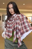 Roberta Plaid Brushed Cotton Drape Cape Amber